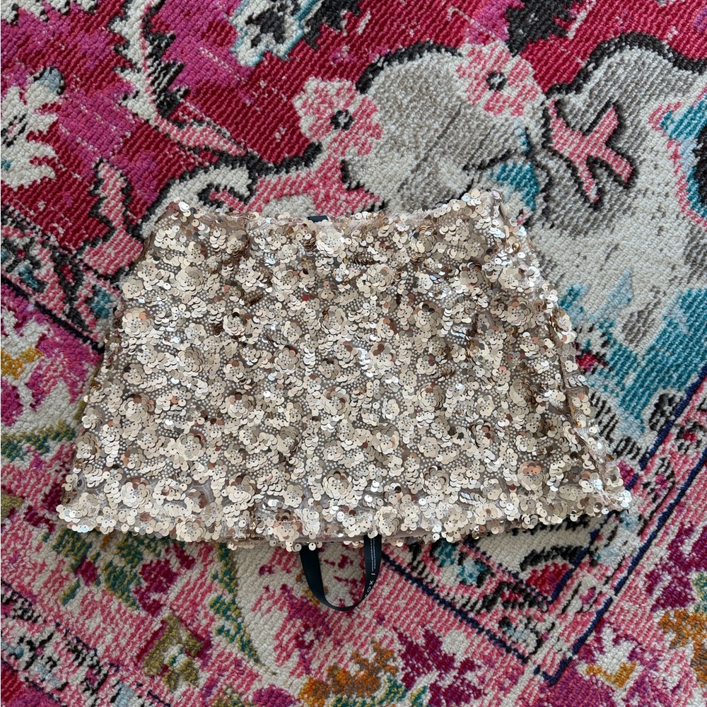 White Fox Sequin Mini Skirt - Gold